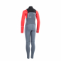 Preview: ION Capture Neoprenanzug 5/4 mm Front-Zip Kinder Jugendliche stahl-blau rot-schwarz