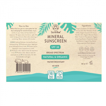 Suntribe Protezione solare minerale completamente naturale per il corpo e il viso SPF 30 50ml