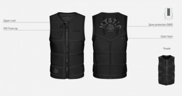 Mystic The Dom Impact Vest Wake Front Zip Men Black