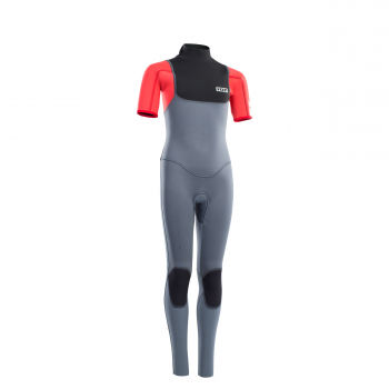 ION Capture neopreno manga corta 3/2 mm cremallera dorsal niños juvenil acero-azul rojo-negro