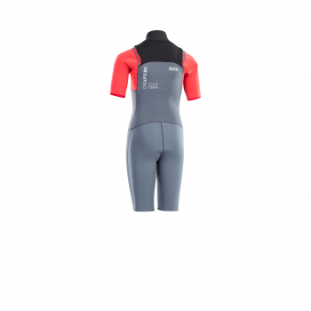 ION Capture Combinaison néoprène Shorty manches courtes 2/2 mm Front-Zip Enfants Adolescents acier-bleu rouge-noir