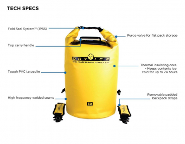 Overboard waterproof cooler bag 30 liters yellow