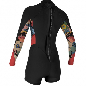 O'Neill Bahia Shorty Langarm 2/1 mm Back-Zip Frauen Schwarz/Twiggy/Tearose