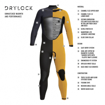 Xcel Drylock Hooded X2 Combinaison 5/4mm Front-Zip Hommes Noir