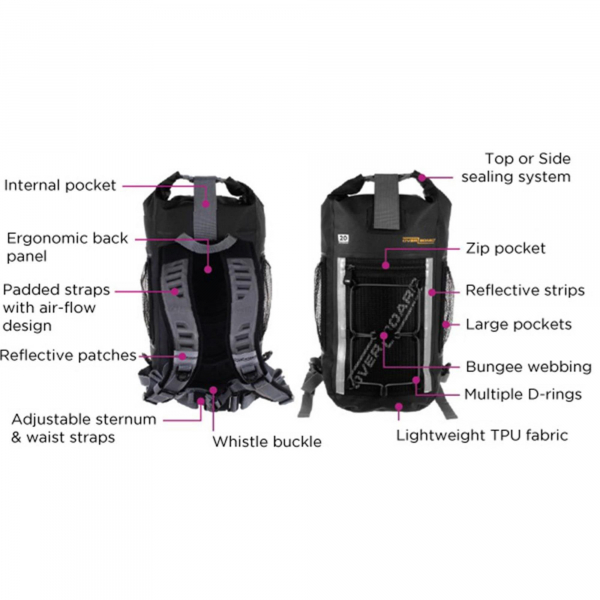OverBoard zaino impermeabile LIGHT 30 Litri Nero
