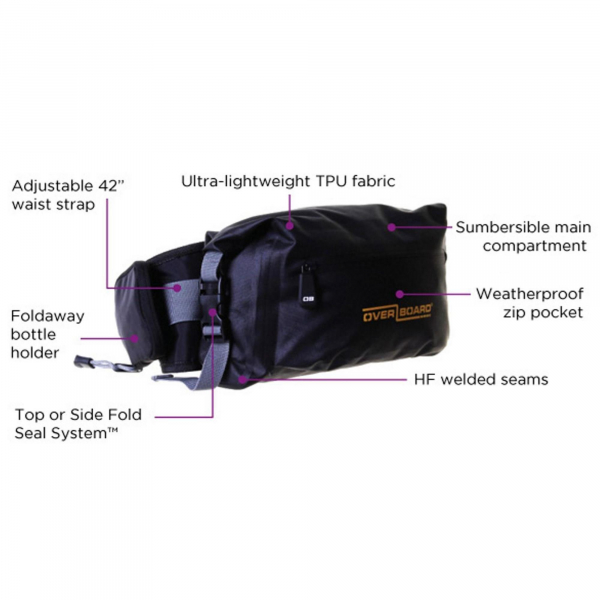 OverBoard waterproof hip bag LIGHT 4 L Black