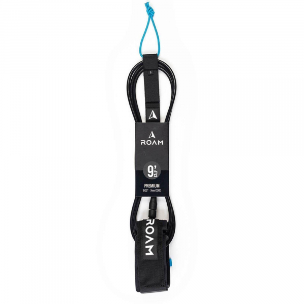 ROAM Surfboard Leash Premium 9.0 Knee 7mm Black