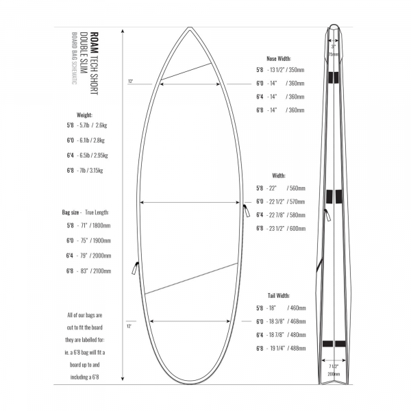 ROAM Boardbag Surfboard Tech Bag Double Short 6.0