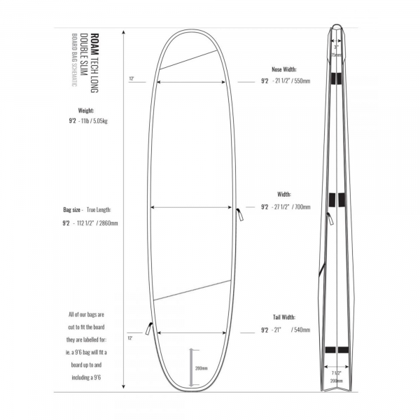 ROAM Boardbag Surfboard Tech Bag Double Long 9.2