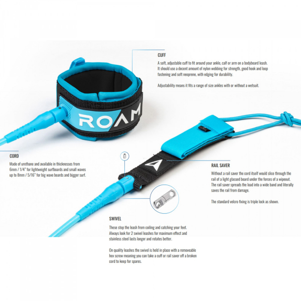 ROAM Surfboard Leash Premium 9.0 Knee 7mm Orange