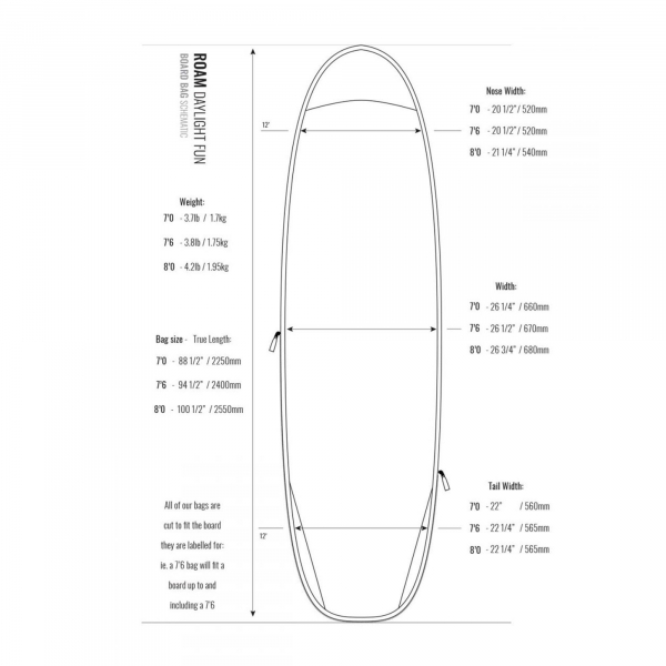 ROAM Boardbag Surfboard Daylight Funboard PLUS 7.0