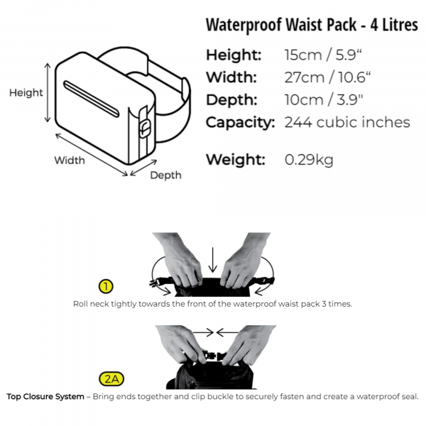 OverBoard waterproof hip bag LIGHT 4 L Black