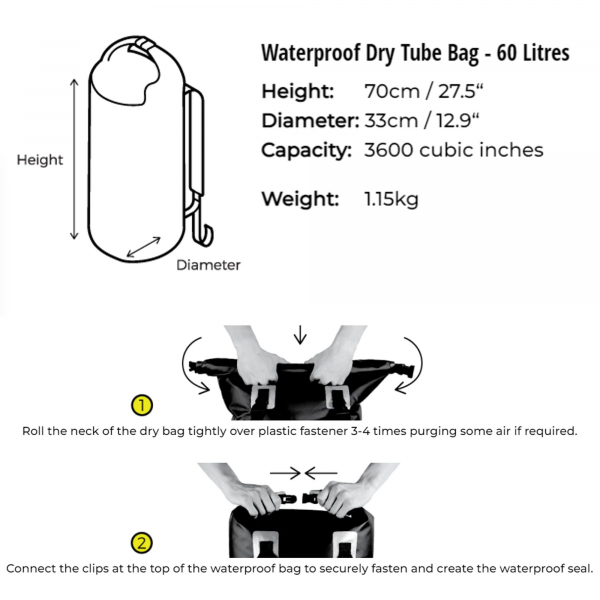OverBoard waterproof stuff sack 60 liters grey