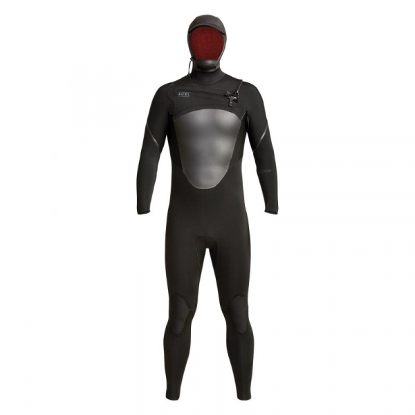 Xcel Axis X Hooded X2 5/4mm Frontzip Männer Schwarz Vorderansicht