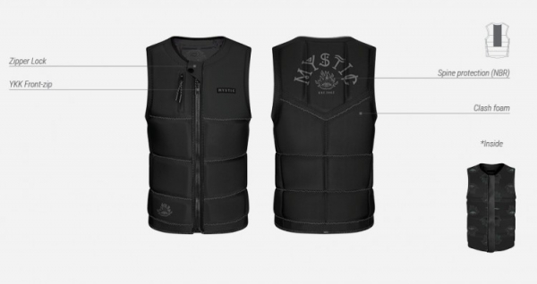 Mystic The Dom Impact Vest Wake Front Zip Men Black