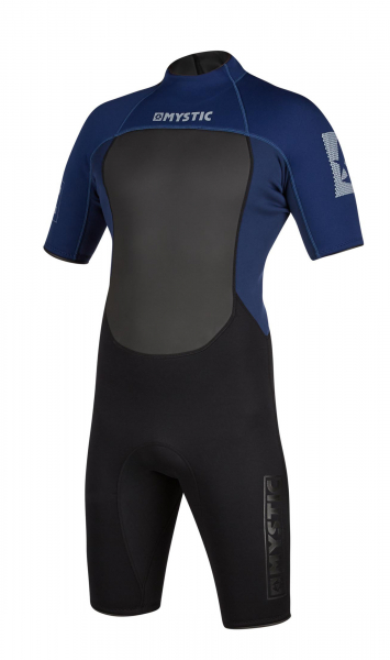Mystic Brand Shorty Wetsuit 3/2 Backzip Flatlock Men Navy
