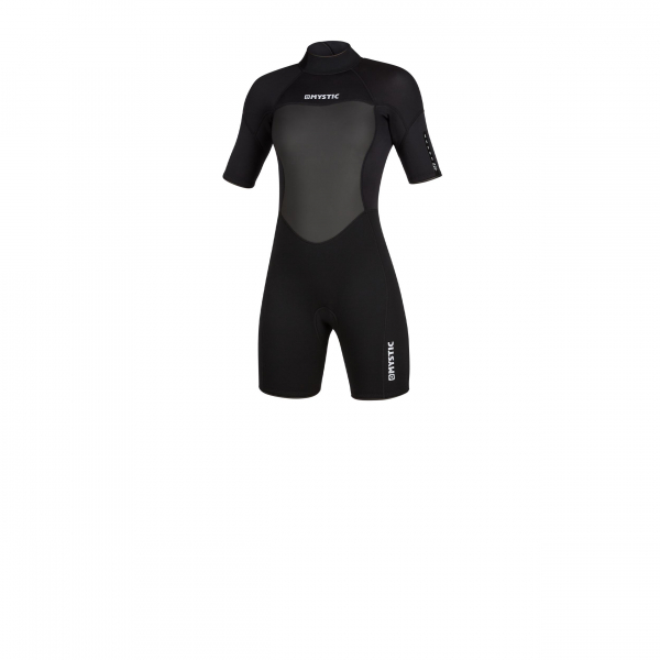 Mystic Brand Shorty Wetsuit 3/2 Backzip Women Black Front view