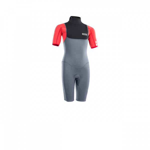 ION Capture traje shorty 2/2 mm cremallera dorsal niños acero-azul rojo-negro