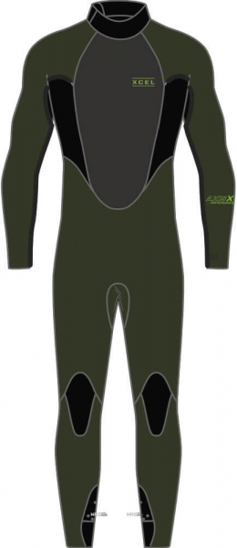 Xcel Traje de neopreno Axis Wind OS 5/4mm Cremallera dorsal Hombre Dark Forest