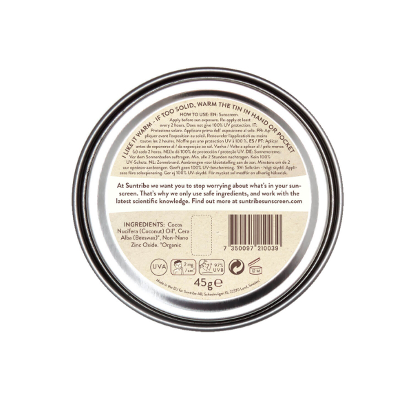 Suntribe All Natural Face & Sport Zinc Sunscreen SPF 30 45g ORIGINAL WHITE