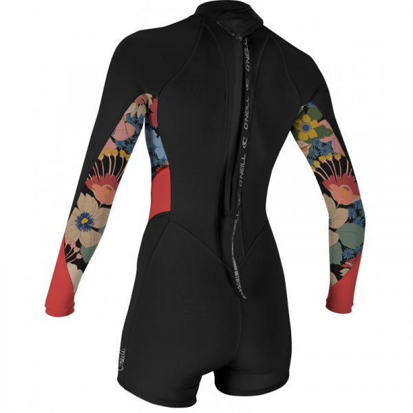 O'Neill Bahia Shorty Langarm 2/1 mm Back-Zip Frauen Schwarz/Twiggy/Tearose