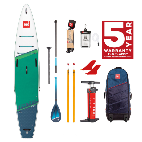 Red Paddle Co VOYAGER SUP SET 13'2" x 30" x 6" MSL Verde-Blanco