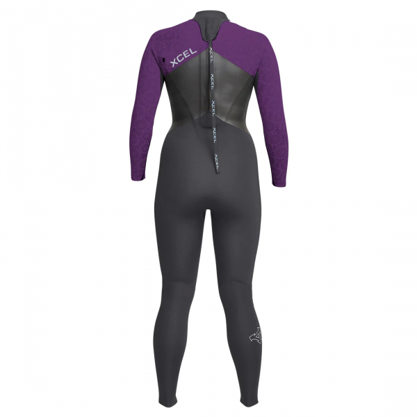 Traje de buceo Xcel Axis X OS 4/3mm Cremallera dorsal Mujer Grafito / Flor de Mora