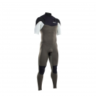 ION Traje de neopreno Element Steamer de manga corta 2/2mm con cremallera frontal para hombre oliva oscuro/blanco/negro