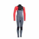 ION Capture Neoprenanzug 5/4 mm Front-Zip Kinder Jugendliche stahl-blau rot-schwarz