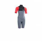 ION Capture Neoprenanzug Shorty Kurzarm 2/2 mm Front-Zip Kinder Jugendliche stahl-blau rot-schwarz